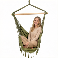 Fauteuil suspendu en tissu moderne avec deux oreillers et poche pour magazines – Mobilier d'extérieur durable et écologique, capacité 300 LBS