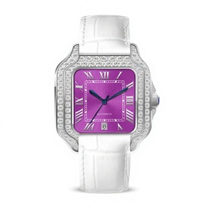 Montre automatique mécanique GEZFEEL avec cadran carré en moissanite, verre saphir et bracelet en cuir, étanche 5 bars - Product Image 3