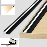 Profilé LED linéaire en aluminium à montage en surface, faisceau oblique, diffuseur invisible, canal de rétroéclairage pour armoire, tube lumineux, bande lumineuse