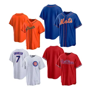 Logo kustom kualitas terbaik sublimasi kaus bisbol ukuran XL kustom Softball kosong & kaus bisbol untuk seragam olahraga