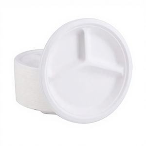 Assiettes légères en bagasse biodégradables et réutilisables, personnalisables pour événements écologiques - Product Image 1