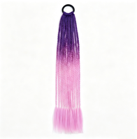 Queue de cheval tressée synthétique ombrée de 24 pouces, extensions de cheveux en fibre haute température avec élastique, vente en gros pour femmes