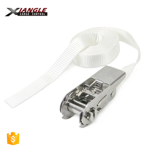 1 Inch 25mm <strong>White</strong> 304 Stainless Steel 800kgs <strong>Cargo</strong> Lashing Tie Down Ratchet Straps for Car Transportation - Product Image 6