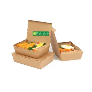 Ebelee Take Out Fast Food Kraft Paper Box For Noodle Salad Packing