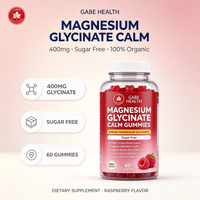 Suplemen Magnesium Glycinate Calm Gurny 400mg Bebas Gula Rasa Raspberry untuk Relaksasi Otot, 60 Gummies untuk Dewasa OEM