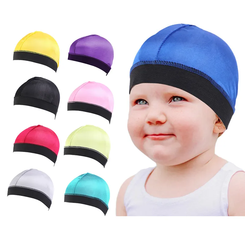 Bambino di seta elastico banda delle onde caps durag personalizzati per bambini della ragazza del ragazzo di sonno cappello turbante cupola parrucca cura dei capelli cap