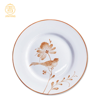 Assiettes de Présentation Florales Orange 6, 8, 10,5 et 12 Pouces pour Mariages, Traiteurs et Cafés, en Céramique, Porcelaine et Grès