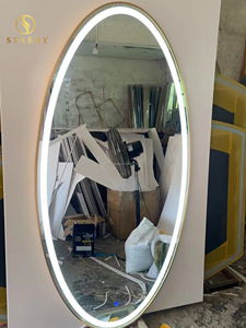 Set di Arredamento Moderno <span class=keywords><strong>per</strong></span> <span class=keywords><strong>Salone</strong></span> di Bellezza in Offerta, Specchi Ovali con Illuminazione LED <span class=keywords><strong>per</strong></span> Uso Commerciale - Product Image 2