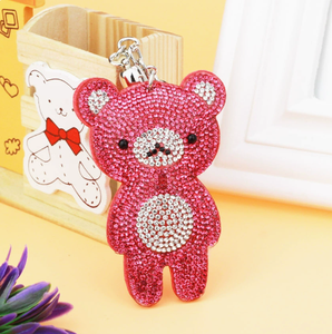 Portachiavi Orsetto Lussuoso con Strass, Glitter e Nappe, Ciondolo per Borsa Auto, Bambola Kawaii Diamantata per Autodifesa - Product Image 5