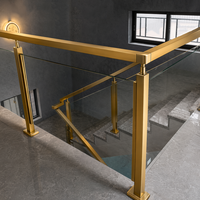 Prix usine personnalisé Garde-corps en verre sans cadre en acier inoxydable noir et or avec embout de balustrade et main courante supérieure pour escalier au design moderne