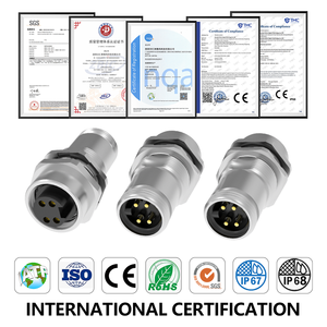 Conector de mamparo de 7/8 "macho a hembra 120 ohmios IP67 conector impermeable enchufe de pared de 4 pines - Product Image 4