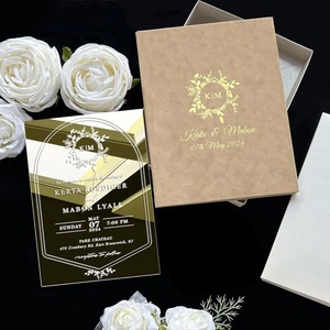 Caja de Invitación de Boda de Lujo con Impresión en Vainilla, Papel de Terciopelo Beige, Cierre con Cinta de Satén y Lámina Dorada, Impresión Tipográfica - Product Image 3