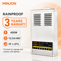 Alimentation à découpage MINJON extérieure 400W 48V AC/DC à haute efficacité avec certification CE CB pour enseignes LED et lettres lumineuses