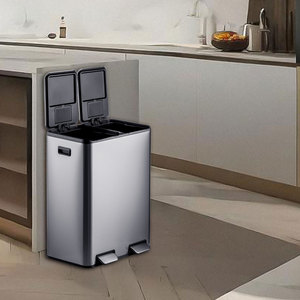 <span class=keywords><strong>Poubelle</strong></span> de cuisine anti-odeur <span class=keywords><strong>60L</strong></span> avec double bac intérieur en acier inoxydable, <span class=keywords><strong>poubelle</strong></span> de recyclage avec pédale - Product Image 1