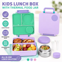 Ensemble de boîtes à bento pour enfants avec gobelet à soupe en acier inoxydable, sans BPA, compatible micro-ondes, conteneur alimentaire portable pour étudiants