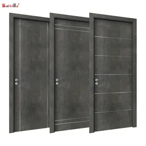 China Solid Wood Doors Skin Color Concrete Dark,Foshan Interior Home Doors Wood Moisture-proof Edge Banding