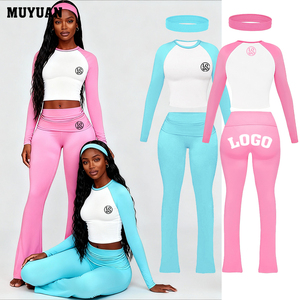 Completo Loungewear Coordinato da Donna: Maglia a Maniche Lunghe <span class=keywords><strong>e</strong></span> Pantaloni a Zampa <span class=keywords><strong>Larghi</strong></span> – Completo Due Pezzi per Sport, Yoga <span class=keywords><strong>e</strong></span> Comfort Quotidiano - Product Image 1