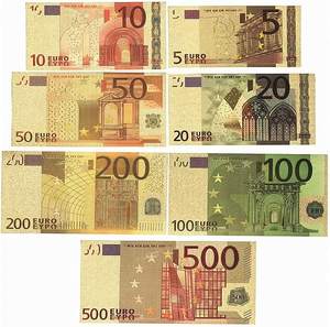 Juego de 7 Billetes de Euro de Recuerdo, Billetes de 5/20/20/<span class=keywords><strong>50</strong></span>/100/200/500 <span class=keywords><strong>Euros</strong></span>, Juego de Billetes de Colores con Lámina Dorada - Product Image 4