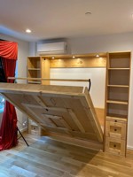 Armoires murales latérales sur mesure en bouleau massif pour lit Murphy, design transitoire, gain de place, pliables pour bureau/chambre d'amis