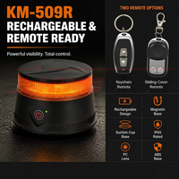 Balise lumineuse magnétique LED Shinemien KM-509R avec ventouse, rechargeable sans fil, 15W, 7 modes clignotants, lumière d'avertissement rotative