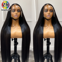 Perruque Lace Front HD 13x4 en Cheveux Humains Vierges Double Drawn Ultra-Lisses, Densité 200%, Sans Colle, Pré-Pluckée, pour Femmes Noires