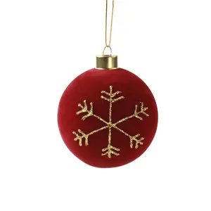 Nuovo prodotto <span class=keywords><strong>di</strong></span> Design <span class=keywords><strong>di</strong></span> natale ornamento palle per la decorazione della casa 8cm <span class=keywords><strong>di</strong></span> velluto rosso materiale palla <span class=keywords><strong>di</strong></span> vetro con <span class=keywords><strong>fiocco</strong></span> <span class=keywords><strong>di</strong></span> <span class=keywords><strong>neve</strong></span> - Product Image 1