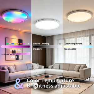 โคมไฟเพดาน LED อัจฉริยะทรงกลมบางเฉียบ ขนาด 12 นิ้ว RGB สำหรับตกแต่งบ้านสมัยใหม่ เหมาะสำหรับห้องนอนและห้องนั่งเล่น - Product Image 3