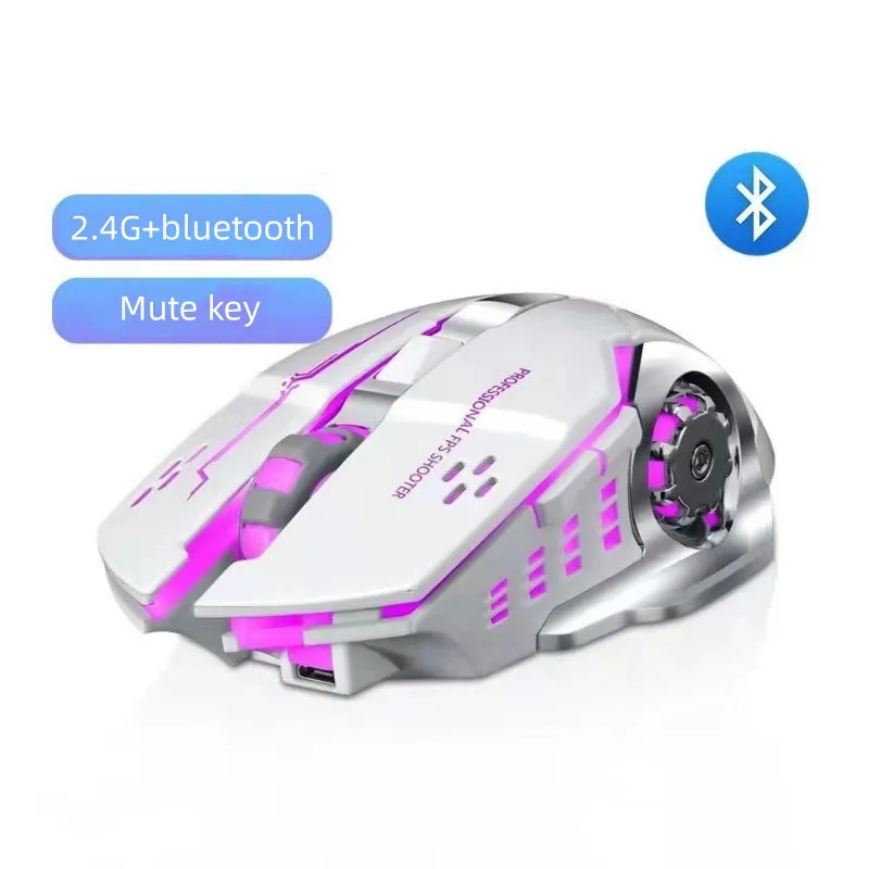 Mouse Gaming tanpa kabel 2.4Ghz, tetikus komputer ergonomis berkabel Rgb isi ulang daya murah