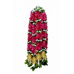 Guirlande de fleurs artificielles roses avec clochettes dorées, toran décoratif suspendu pour mariage, festival, maison, temple - Product Image 1