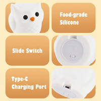 Lampe d'ambiance en silicone personnalisée OEM en forme de hibou, mini lampe LED à commande tactile, lampe de chevet pour chambre de bébé, lampe de chevet pour chambre d'enfant, cadeau de vacances pour enfants