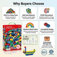 1000 Piezas de Bloques de Construcción para Niños, Juego de Ladrillos Clásicos, Compatibles con Plástico ABS, Juguetes de Construcción Educativos Creativos para Hacer Manualidades, Regalo