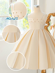 MQATZ S Summer Party Dress Satin Elegant <strong>Kids</strong> Frock Formal Princess Dresses Baby Girl First Birthday Dress Wedding Dresses - Product Image 4