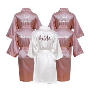 Robes de Mariée de Luxe 55 Couleurs Unies en Stock Robe de Satin Femme Col en V Longueur Genou Manches Trois-Quarts pour Demoiselles d'Honneur et Mariages - Product Image 4