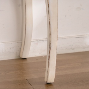 French Country Carved <b>Console</b> <b>Table</b> Antique White Distressed Solid Wood MDF <b>Entry</b> <b>Table</b> Curved Legs 43.31 Inch - Product Image 6