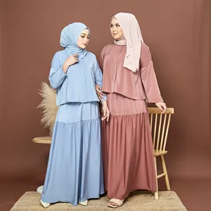 ผู้ผลิตเสื้อและกระโปรงสีฟ้าอ่อนสไตล์มุสลิมะห์ แขนยาว ชุดสูทสำหรับผู้หญิง สวมใส่ได้ทุกวัน ทำงานในออฟฟิศ สวยสง่า จากมาเลเซีย - Product Image 6