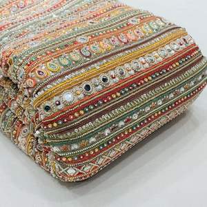 Tissu de soie importé de haute qualité à multiples perles pour sarees, lehengas, robes et foulards, élégant, durable et idéal pour les fêtes - Product Image 1