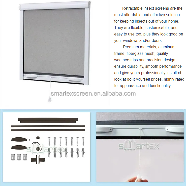 Roll Down Mosquito Net Sliding Window Roller Aluminum Shutter Fly Mesh Retractable Pull up Fiberglass Insect Screen Window · image 2