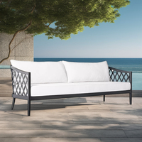 Ensemble de meubles de jardin en aluminium FERLY, 4 pièces, canapé au design spécial, fabrication artisanale, résistant à la rouille, ensemble de canapé d'extérieur en aluminium