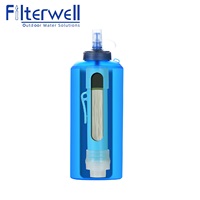 Miniwell — bouteille souple pliable à filtre, dispositif de course, pour l'extérieur, à presser, avec filtre de filtration à l'eau, flacon d'hydratation