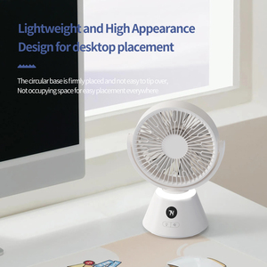 Digital Display Rechargeable <b>Mini</b> Table Fan 360°Rotatable Cooling Fan With Night Light Portable Fan For Home Office Outdoor - Product Image 6