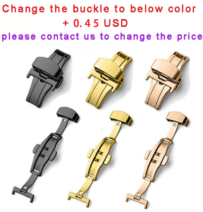 สายนาฬิกาหนังแท้คุณภาพสูงพร้อมตัวล็อคสายแบบบานพับ,สายนาฬิกาสีดำม่วงเขียว - Product Image 2