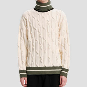 Chic Sweet Custom Winter Turtleneck Color Block Mujeres Cable Knit Sweater - Product Image 2