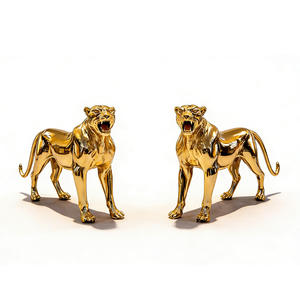 Estatuas de León de Resina y Fibra de Vidrio Hechas a Mano de la Mejor Calidad en Oro y Plata - Product Image 5