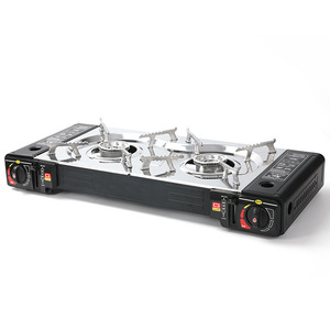 Barbecue à <span class=keywords><strong>gaz</strong></span> portable double brûleur, style moderne, pour <span class=keywords><strong>camping</strong></span>, cuisine extérieure, <span class=keywords><strong>four</strong></span> à barbecue avec champ magnétique, grilles à double tête - Product Image 1