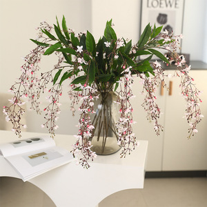 Fleurs artificielles de jasmin suspendues en soie, poudre blanche, longues tiges, décorations pour mariage et maison - Product Image 1