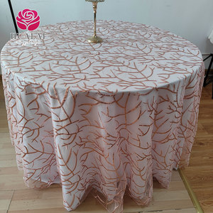 Es3pt038-Blush sequin long lanh cây chi nhánh Khăn trải bàn vòng 132 inch lớp phủ 90 156 màu hồng nóng cho sự kiện bên - Product Image 1