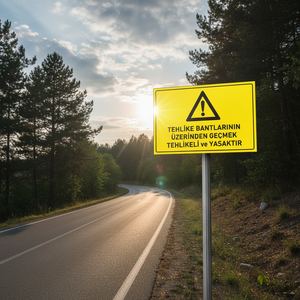 Reflective Traffic Signs Dangerous Crossing Over Zones Caution Triangle Pattern for <b>Roadway</b> Usage - Product Image 3