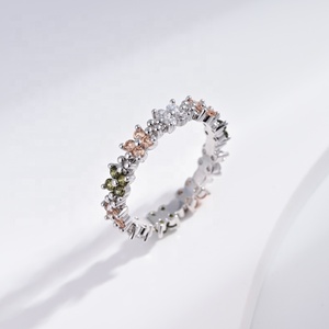 custom plata 925 <b>Silver</b> colorful stone girls cheap <b>ring</b> aquamarine <b>adjustable</b> 14k gold wedding summer clover stack zircon <b>rings</b> - Product Image 3