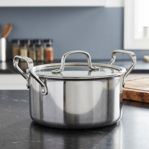 Stainless Steel Casserole <b>Pot</b> With <b>Glass</b> Lid 24cm Round Durable Polished Exterior All Stove Types - Product Image 6