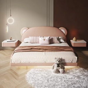 Roi Reine Double Petite Taille Unique Enfant Enfants <span class=keywords><strong>Fille</strong></span> Rembourrage Européen Bouton Doux Rembourré <span class=keywords><strong>Pas</strong></span> <span class=keywords><strong>Cher</strong></span> Rose Faux Pu <span class=keywords><strong>Lit</strong></span> En Cuir - Product Image 2